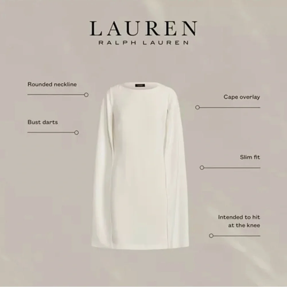 Cape Georgette Cocktail Dress - Winter Cream - Picture 2 of 7